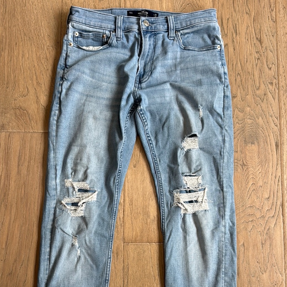 Hollister Blue Skinny Jeans Distressed Size 30x30 - Picture 3 of 6